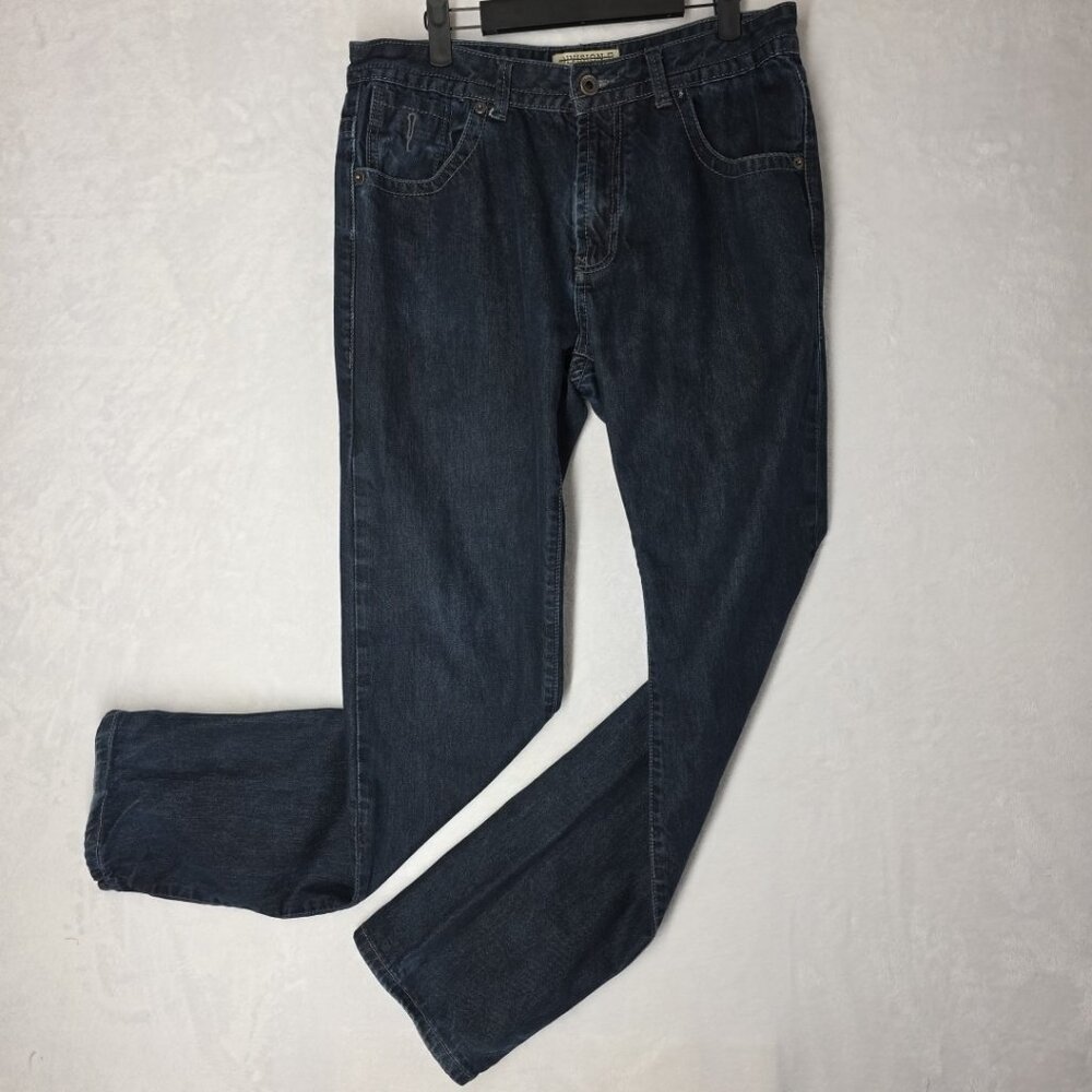 Division E Dakota Slim Mens Jeans 34Reg (Actual 33x31.5) Dark Wash Cotton Denim